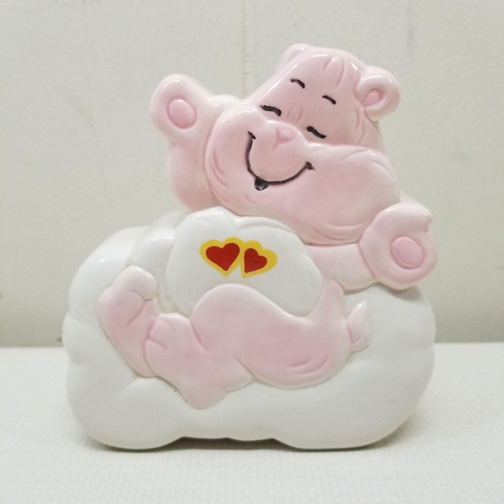 Care Bears Bank Ceramic Pink Hearts Vintage 1986 Kids‎ Baby Nursery Home Decor